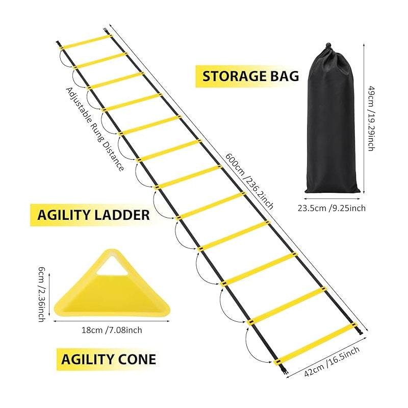 Agility Ladder Speed Training Set with Carrying Bag - Yellow