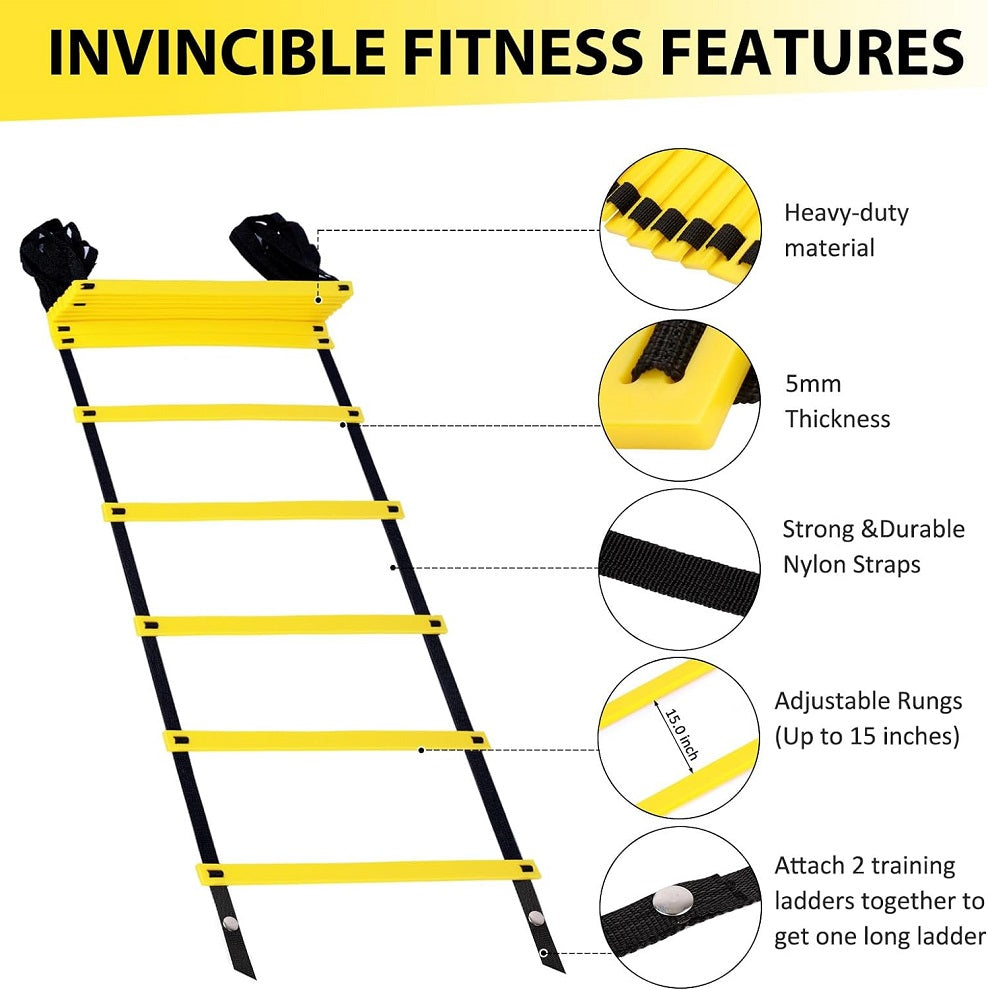 Agility Ladder Speed Training Set with Carrying Bag - Yellow
