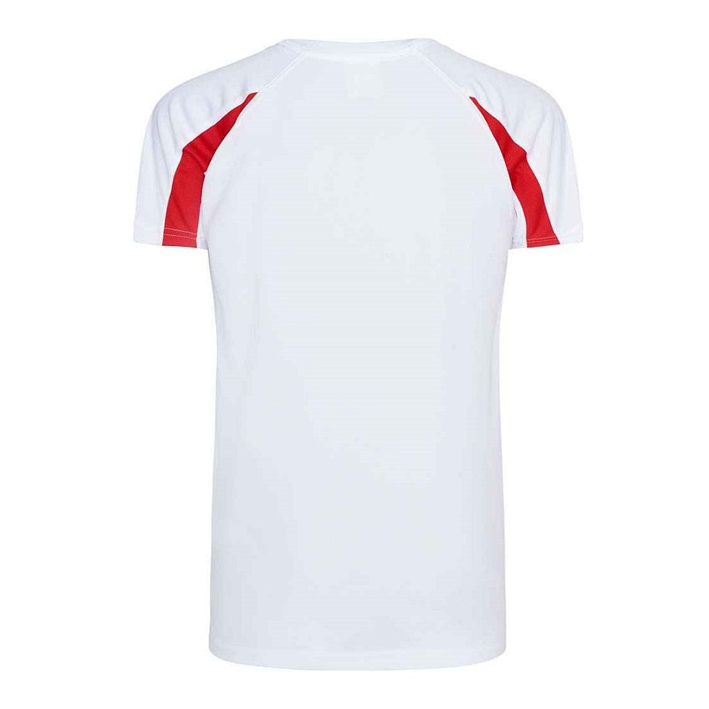 AWDis Kids Cool Contrast T-Shirt - Arctic White/Fire Red