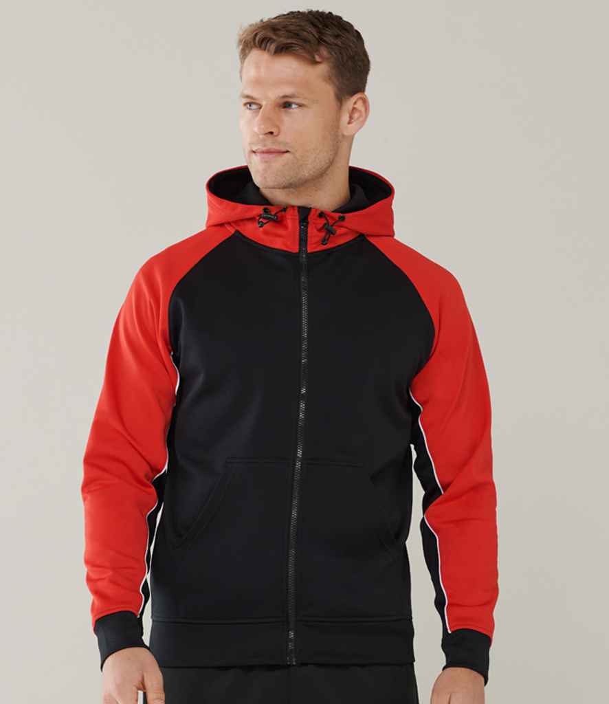 Finden and Hales Panelled Sports Hoodie - Black/Red