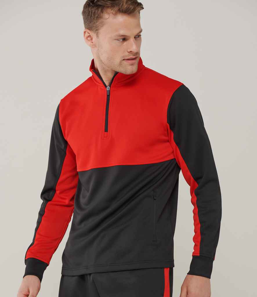 Finden and Hales 1/4 Zip Tracksuit Top - Black/Red