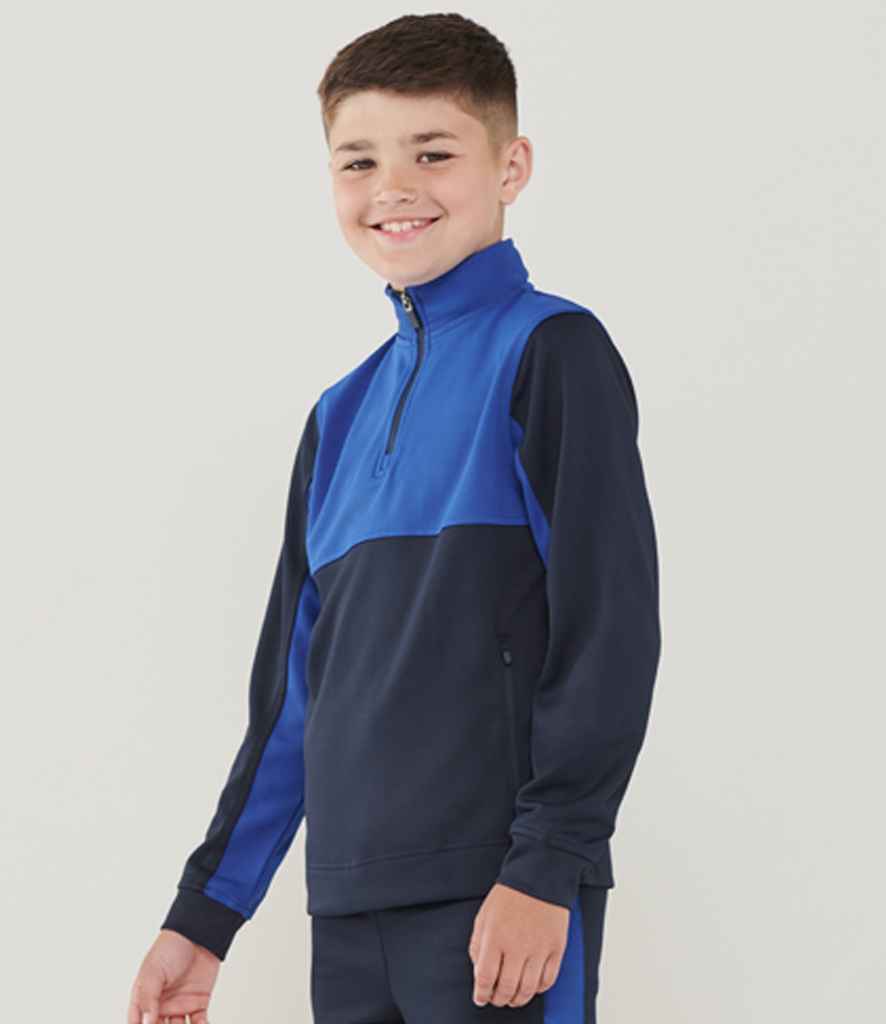 Finden and Hales Kids 1/4 Zip Tracksuit Top - Navy/Royal Blue