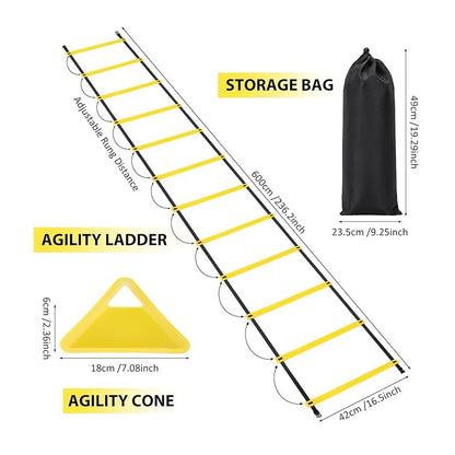 Agility Ladder Speed Training Set with Carrying Bag - Yellow